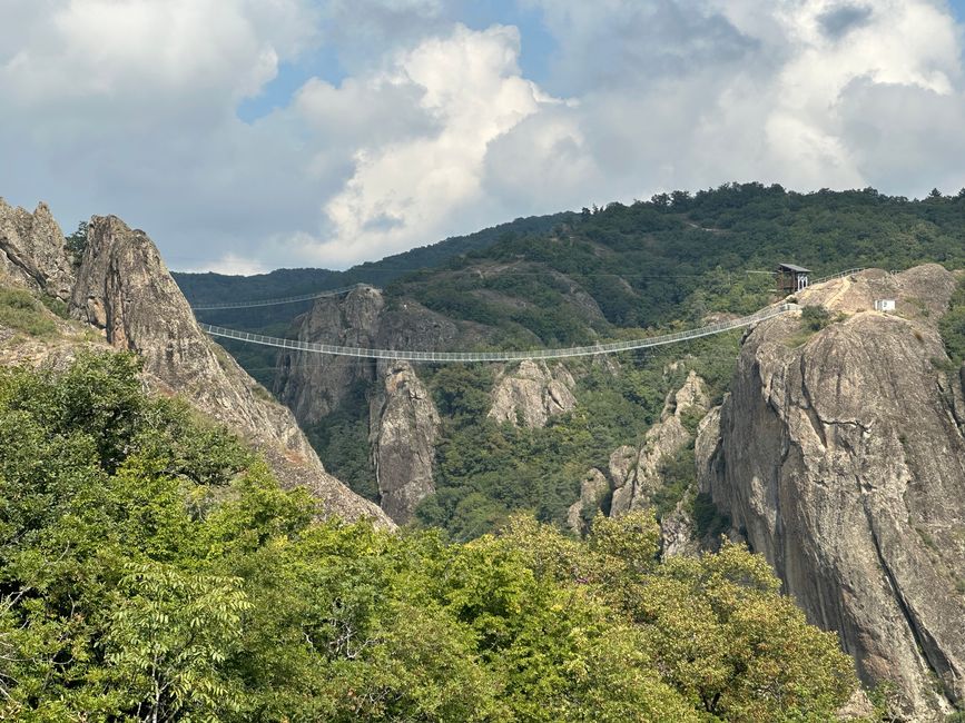 Cool eine Hängebrücke- da müssen wir hin