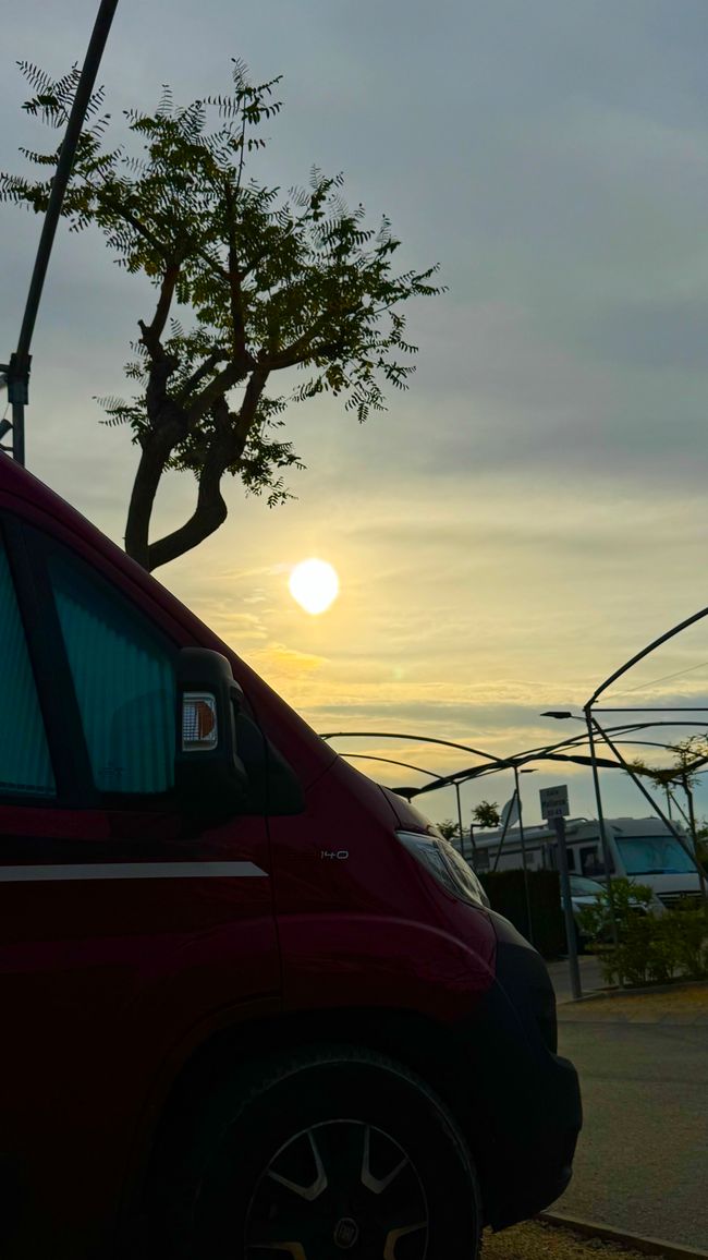 Sonnenuntergang am Stellplatz