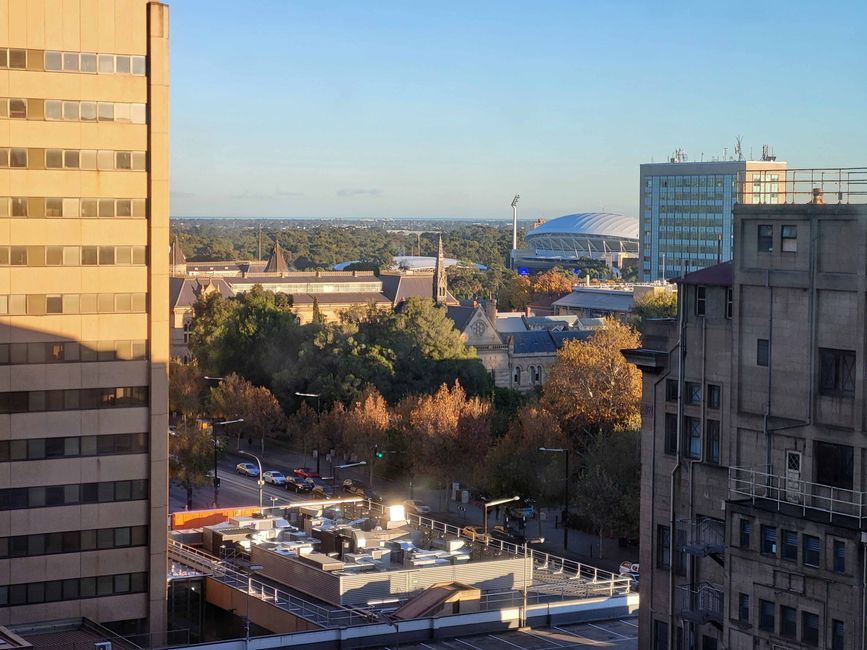 Morgenstimmung vom Hotel aus in Adelaide