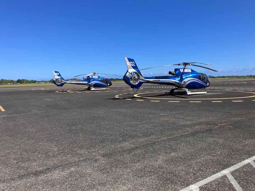 Blue Hawaiian helicopters at Hilo airport 