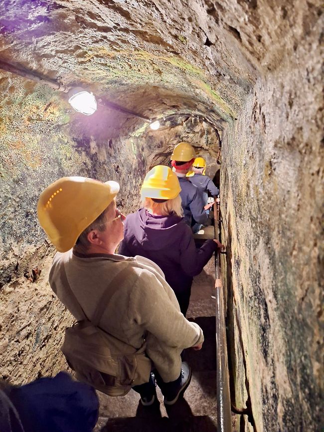 A narrow, tight tunnel leads down into the lava cellar.