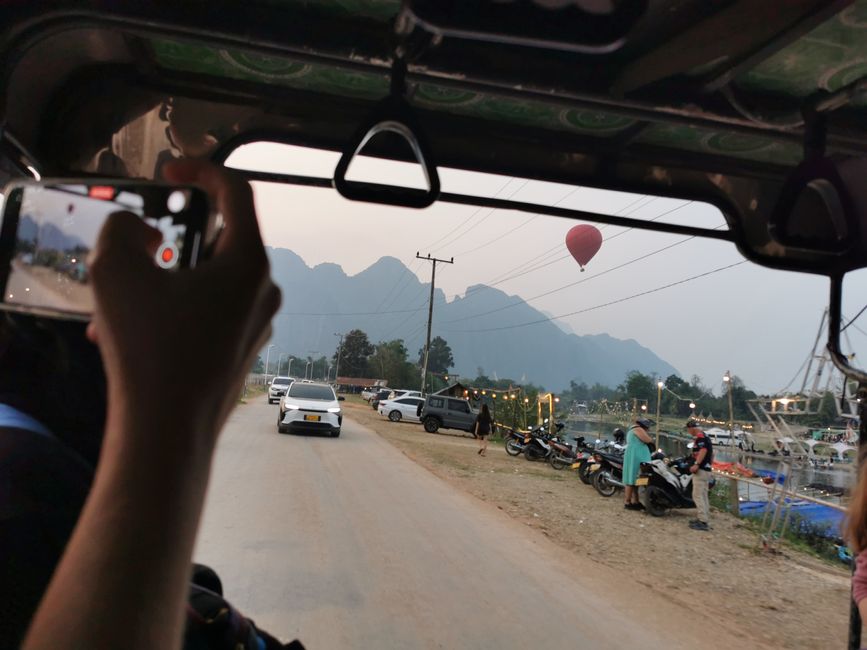 Continuing the journey to Vang Vieng - Hike to the Silver Cross Viewpoint and hot air balloon ride