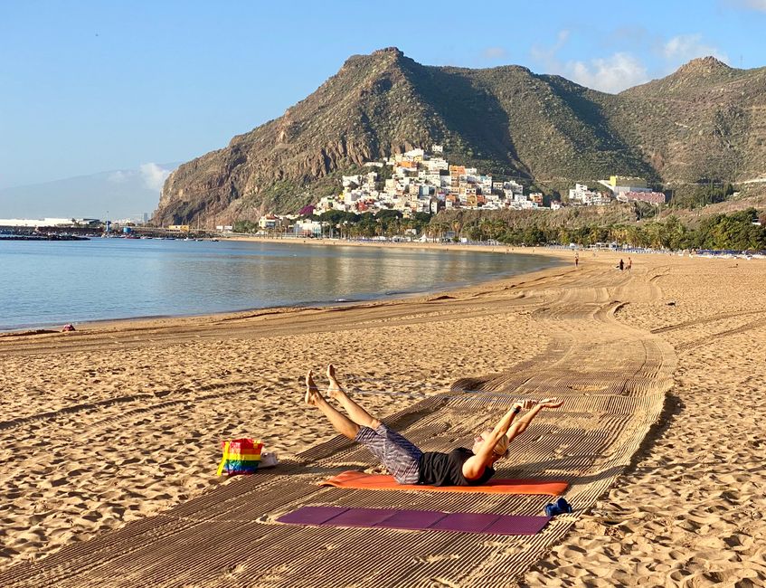Morning gymnastics on the beach...
