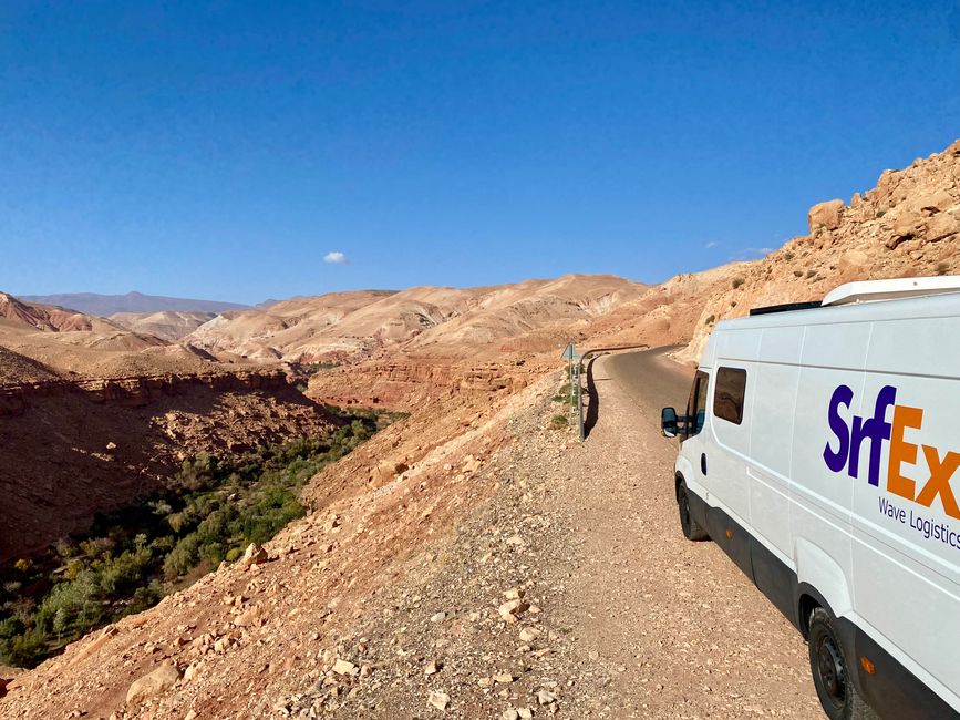 Continuing along a narrow mountain road towards Marrakech - for us, one of the most beautiful roads in Morocco