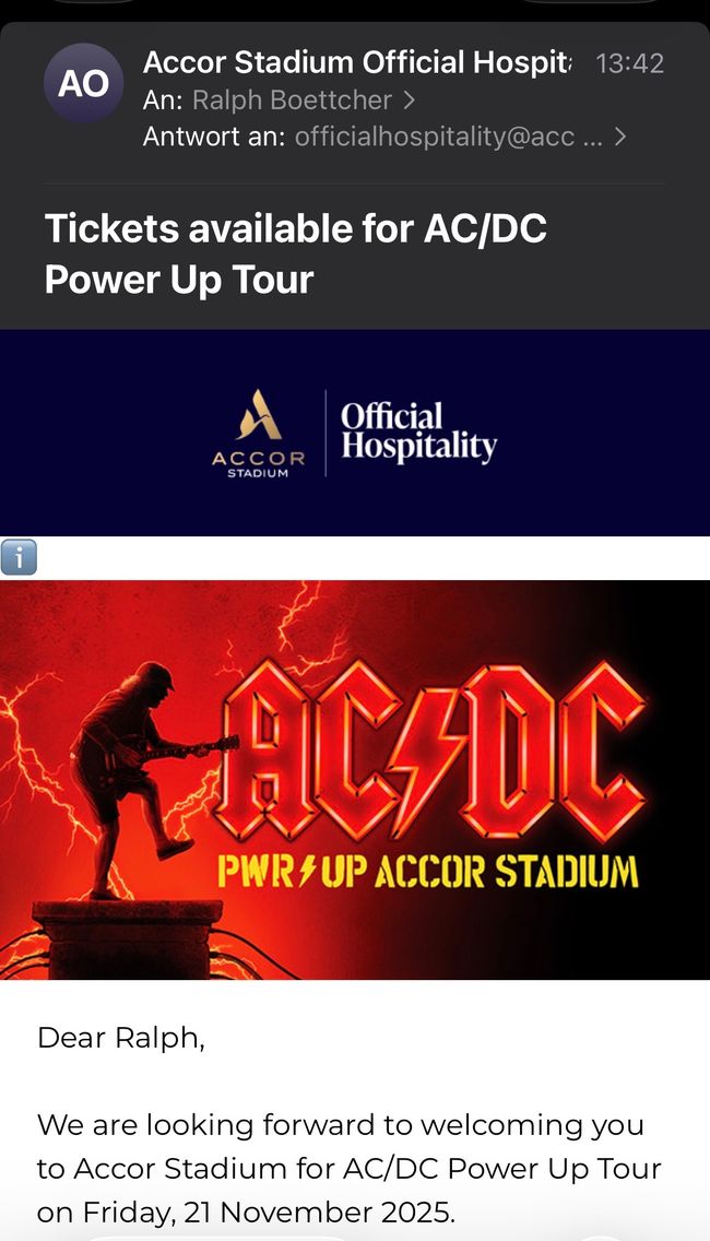 Ein Moment, der rockt – wortwörtlich Die Tickets sind da: AC/DC POWER UP TOUR Freitag, 21. November 2025