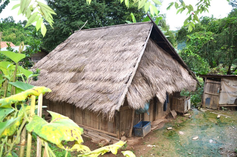 Traditionelles Hmong-Haus in Houay Lam 