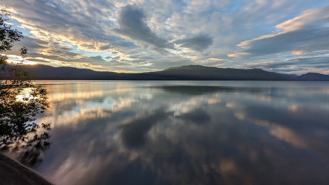 Kinaskan lake Campground in the evening at 9:30