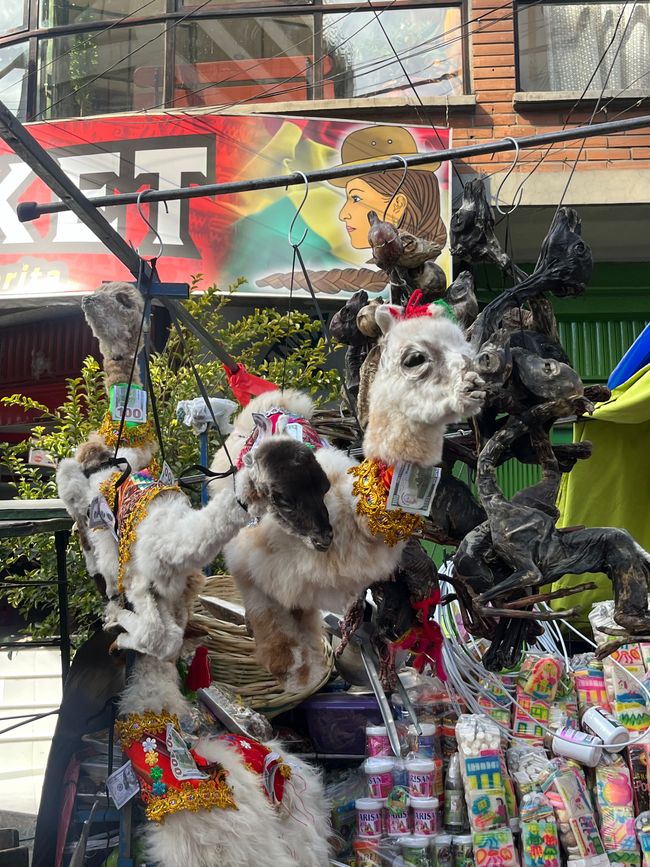 Fetos de llama en el mercado de brujas