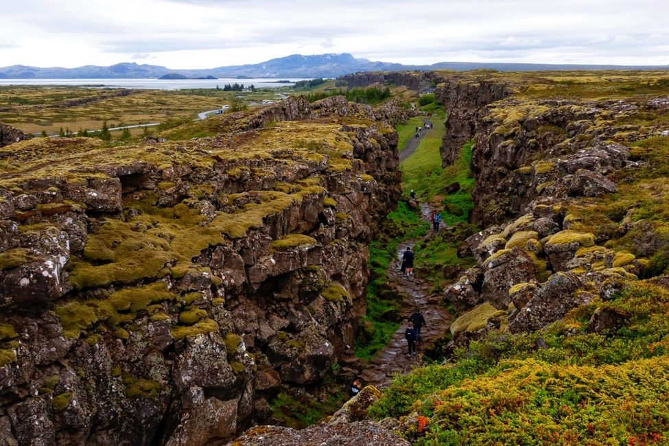 Thingvellir, Spaltenvulkan Ursprung der Wasserfälle