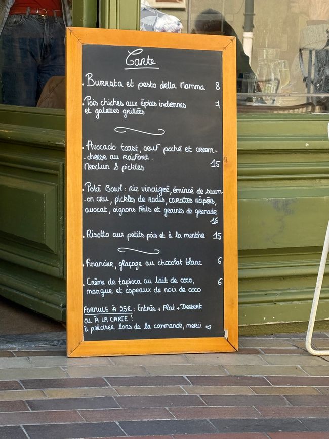 Café du Temple, menu