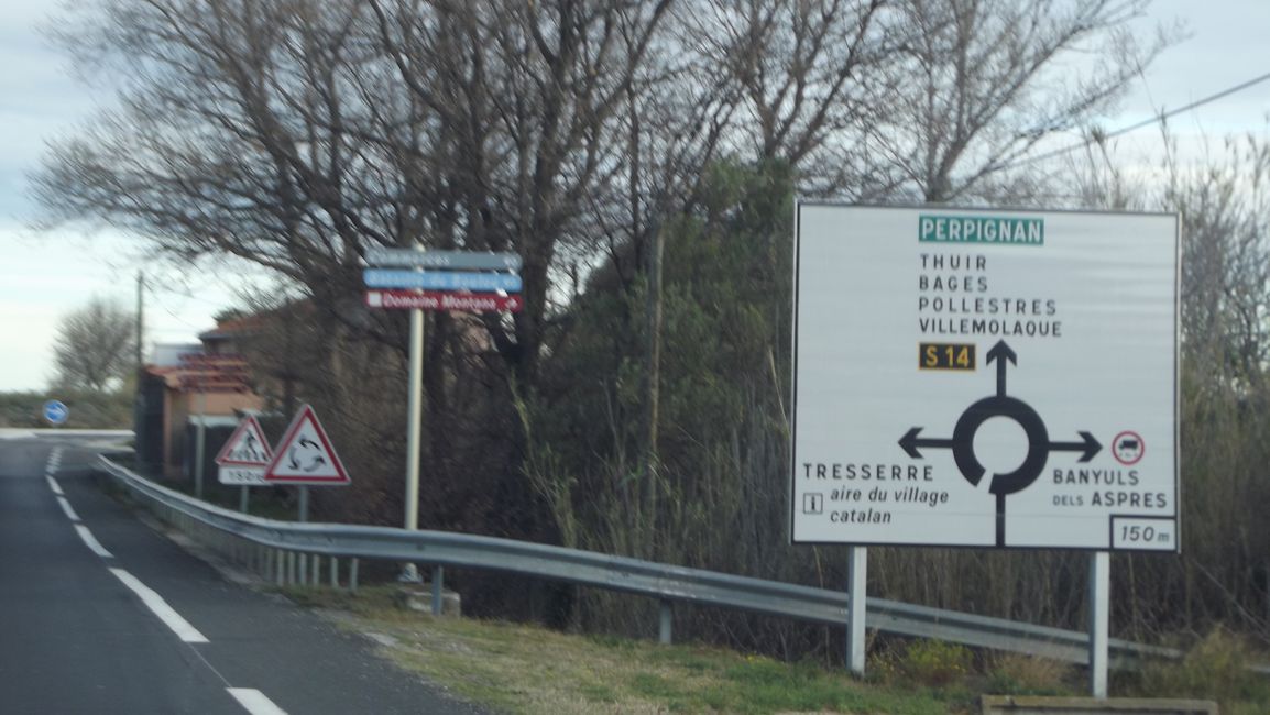 Route von La Jonquera (Spanien) nach Perpignan (Frankreich) (März 2019)