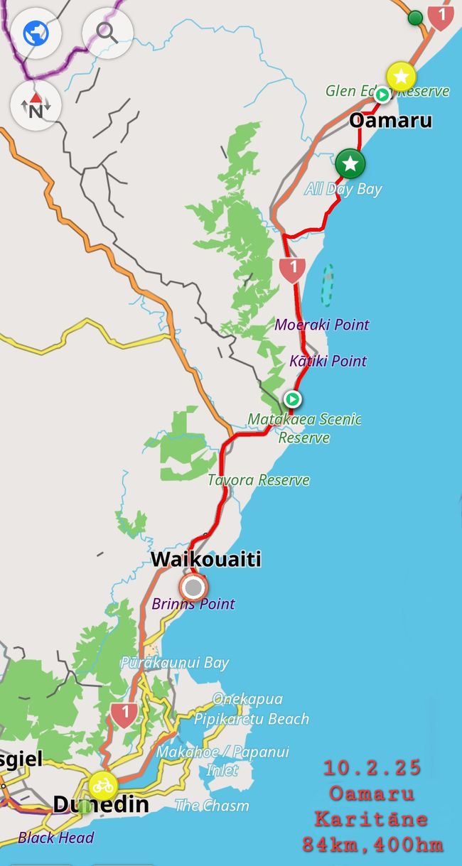 10.2.25 Oamaru -> Karitāne 82km, 400
