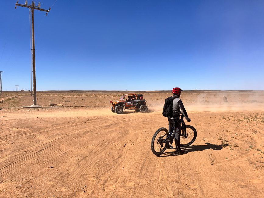 Annoying side effect - heavily equipped buggies, loud and dusty, like creatures from another world