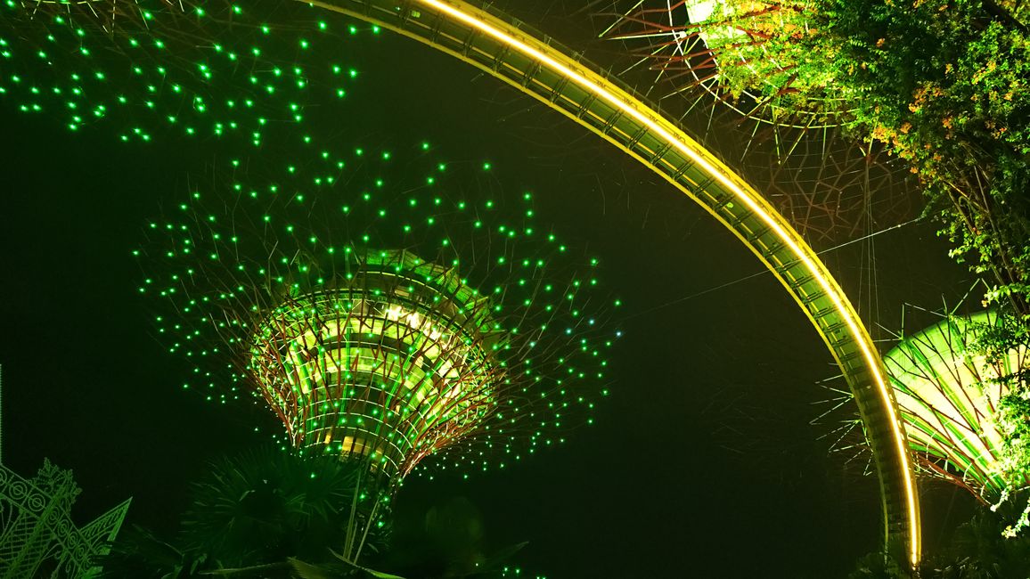 Rhapsody Show at Gardens by the Bay with the illuminated Supertrees