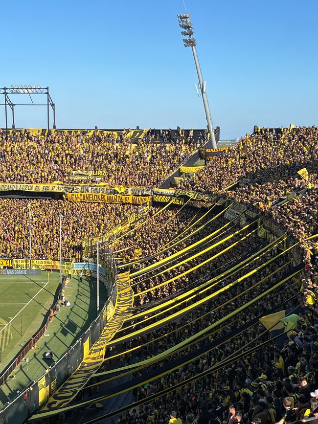 Fans of Peñarol near Superclasico 