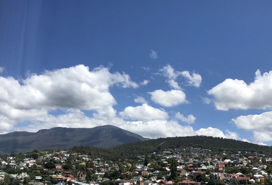 Der Mount Wellington über der Stadt
