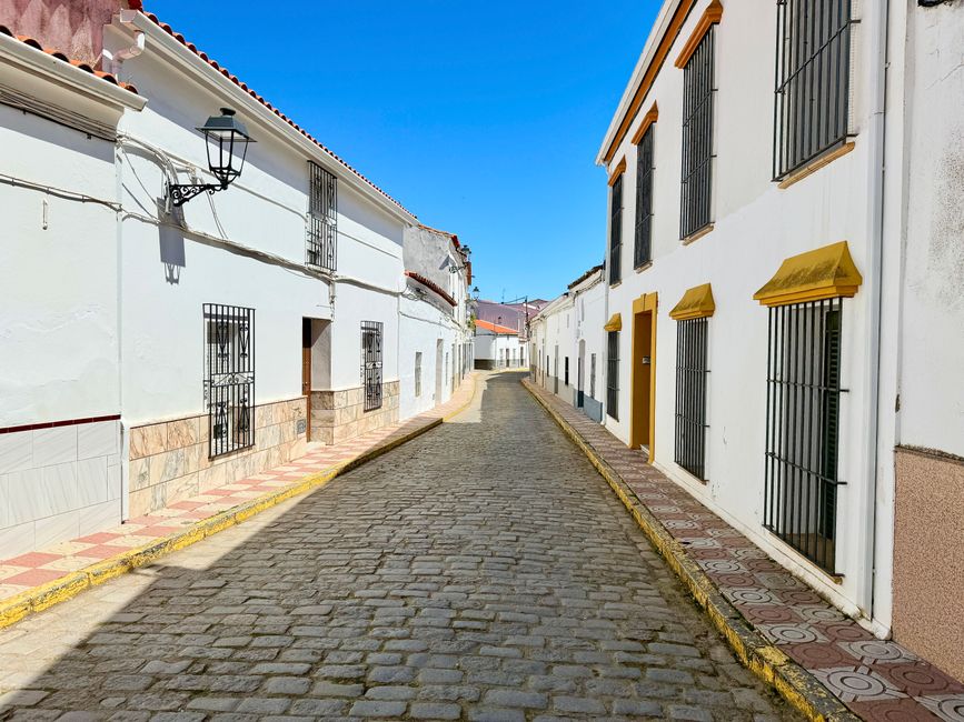 The town center of Fuente de Cantos with the stamp location.