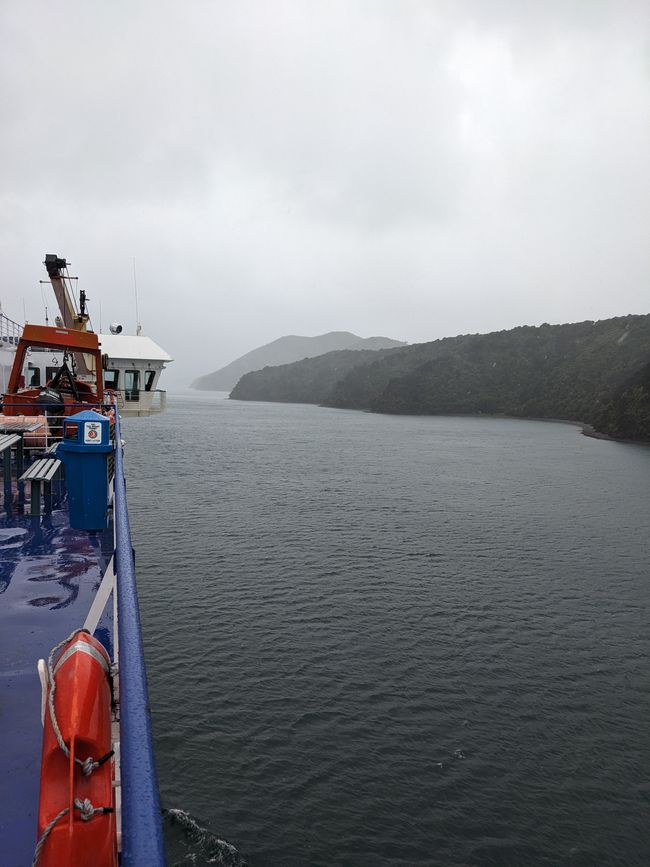 Leaving the south island through Queen Charlotte Sound.