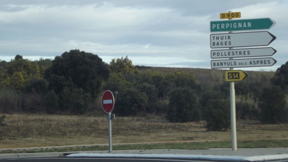 Route von La Jonquera (Spanien) nach Perpignan (Frankreich) (März 2019)