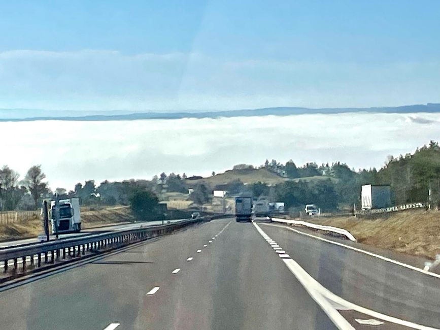Look twice! We're driving above the cloud cover!