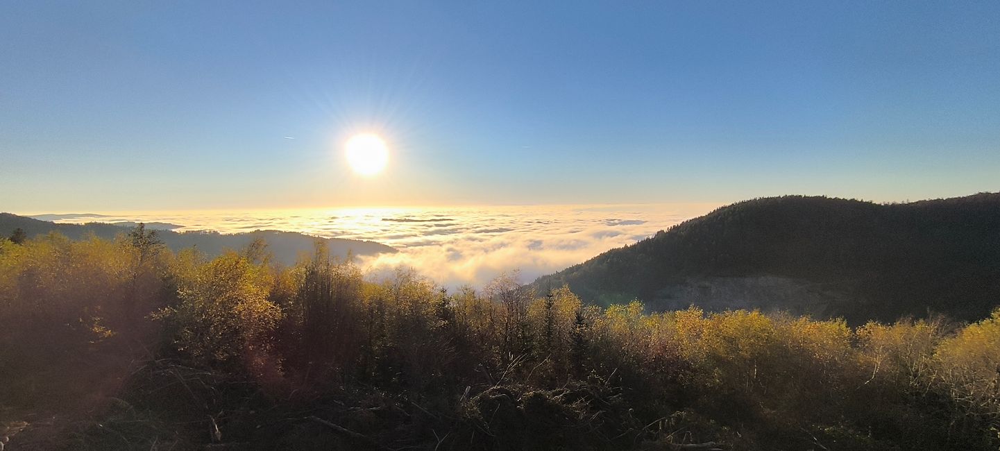 Mummelsee: Sonnenuntergang über den Wolken