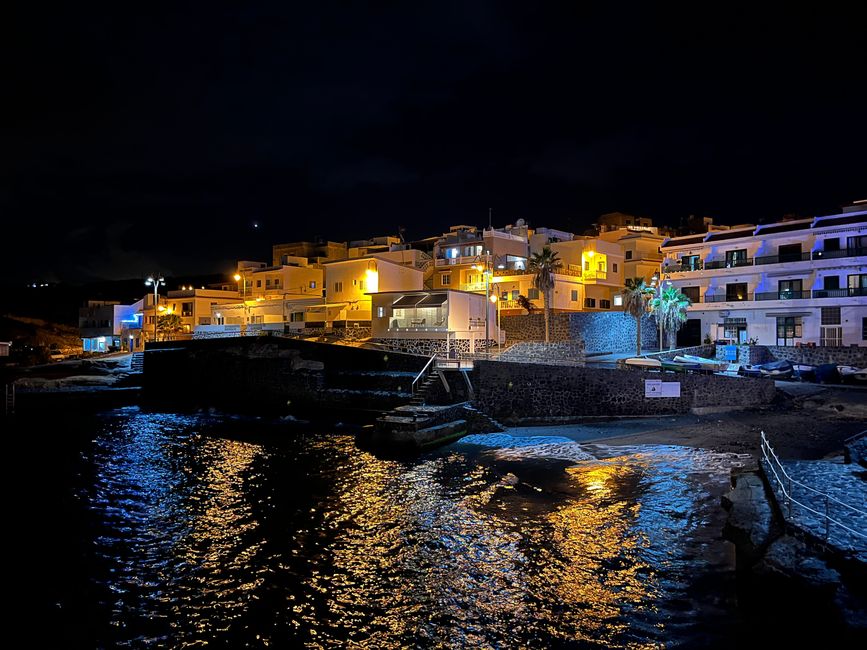La Jaca by night - a small fishing village without hotels and tourists