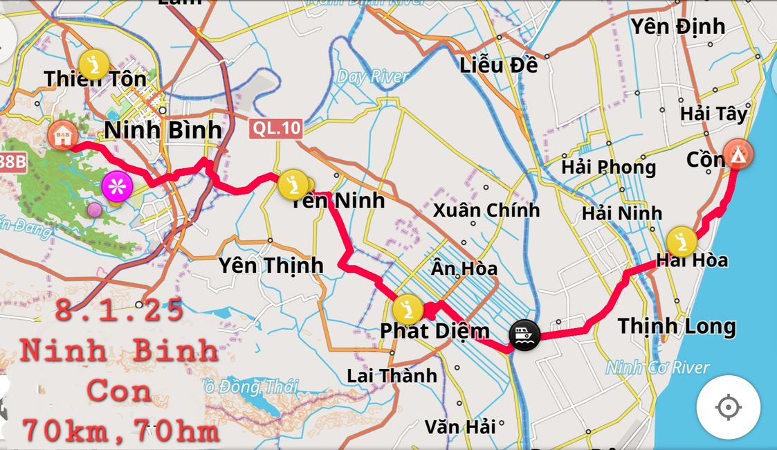 8.1.25 Ninh Binh -> Coc au bord de la mer, 70 km