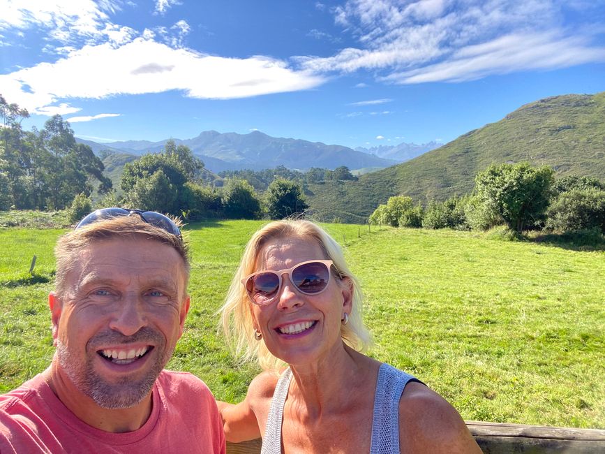 Us and the Picos de Europa in the background