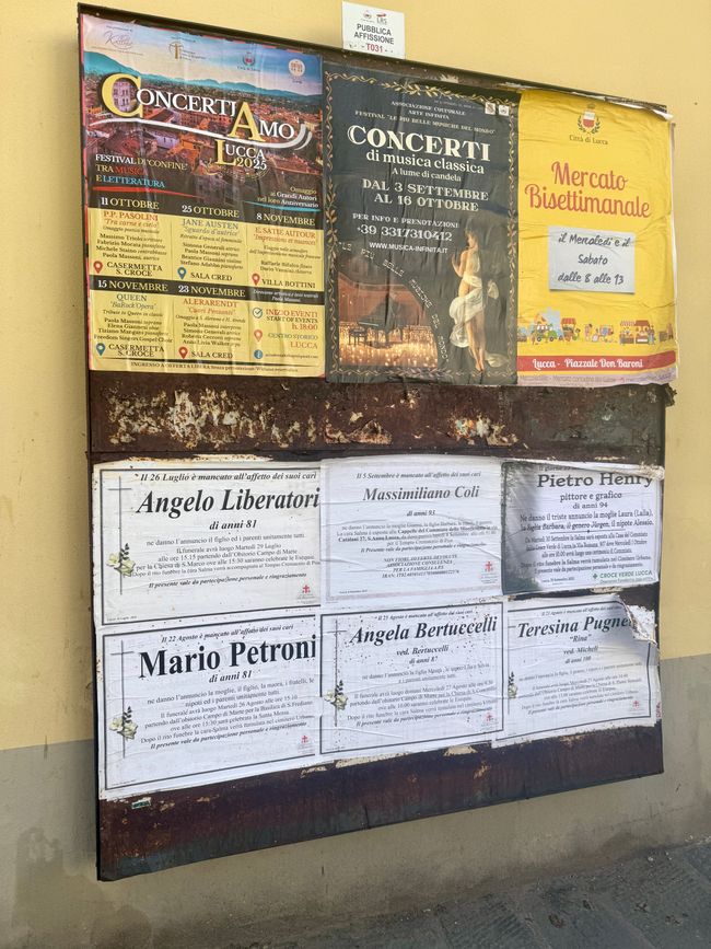 Gli avvisi di morte vengono pubblicati qui su affissioni.
