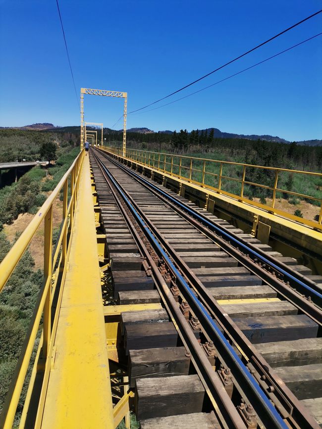Chile, Villarrica Volcano and Yellow Bridge