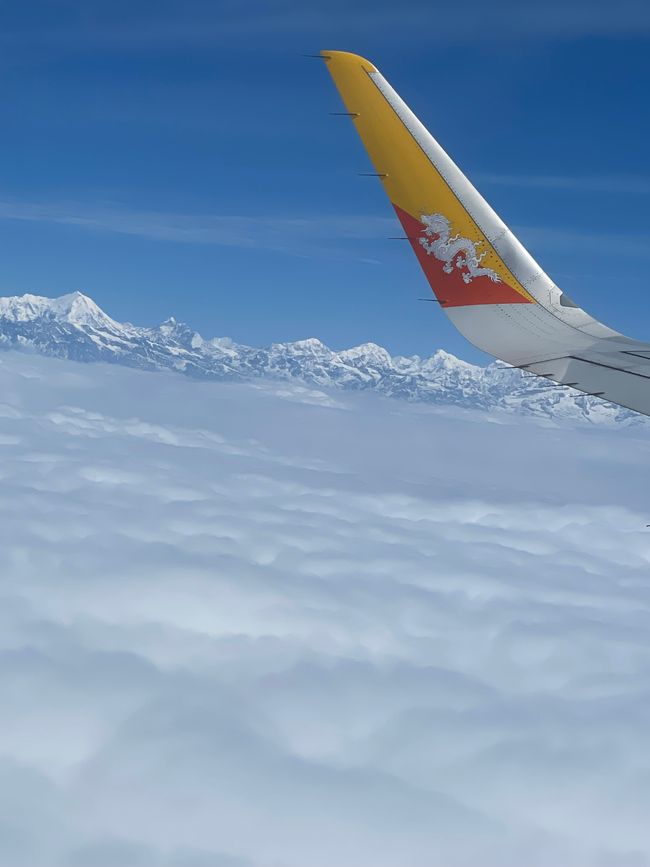 Kuzuzangpo-la! Arrive in Paro/Bhutan after a breathtaking panoramic flight along the Himalayas