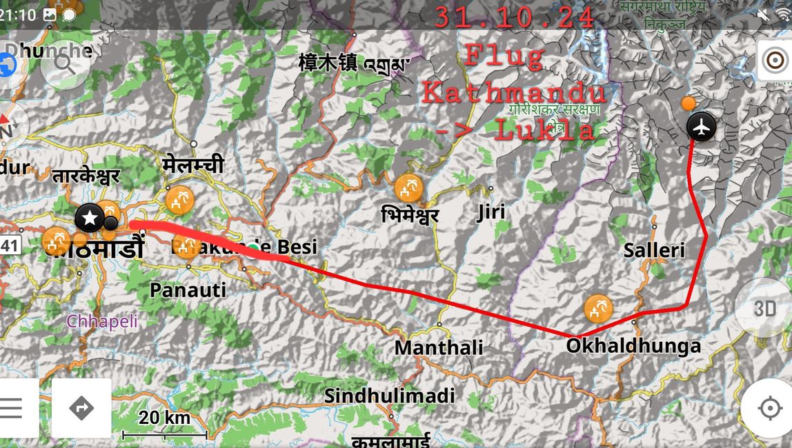 31.10.2024 von Kathmandu mit dem Helikopter nach Lukla