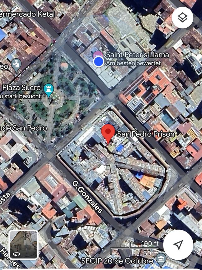 Location of San Pedro Prison right next to the hostel 