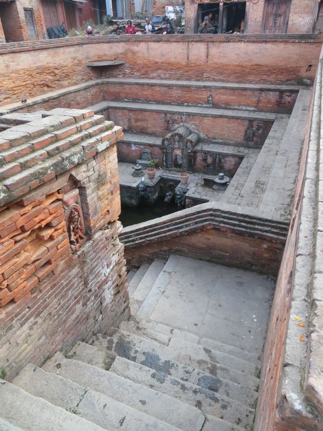 One of the fountains in Bhaktapur that is still in use.