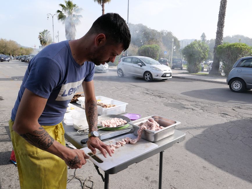 Sicilian-style street food on the roadside 