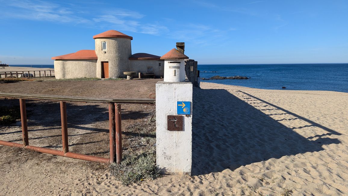 Second stage on the Camino Portugues da Costa from Povoa Varzim to Apulia Praia