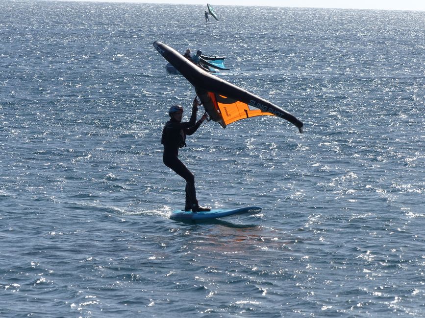 Christian just before takeoff - but still in 'windsurfer position'
