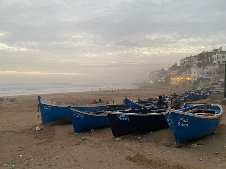 Taghazoute in der dunstigen Abenddämmerung