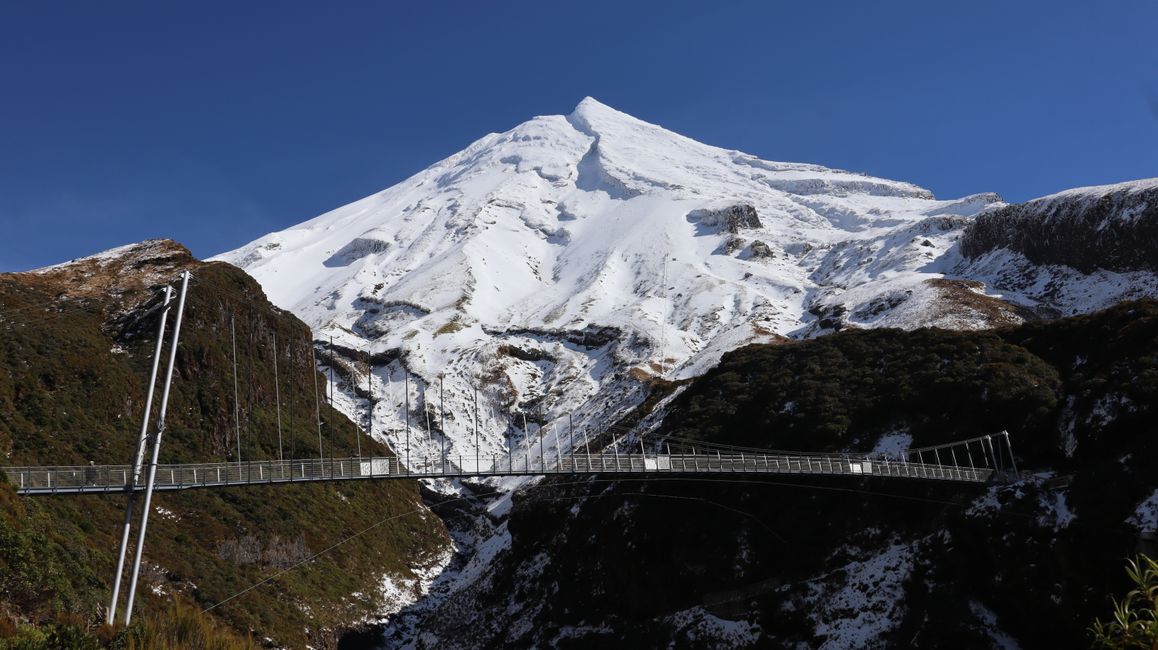 Mount Taranaki mit Hängebrücke