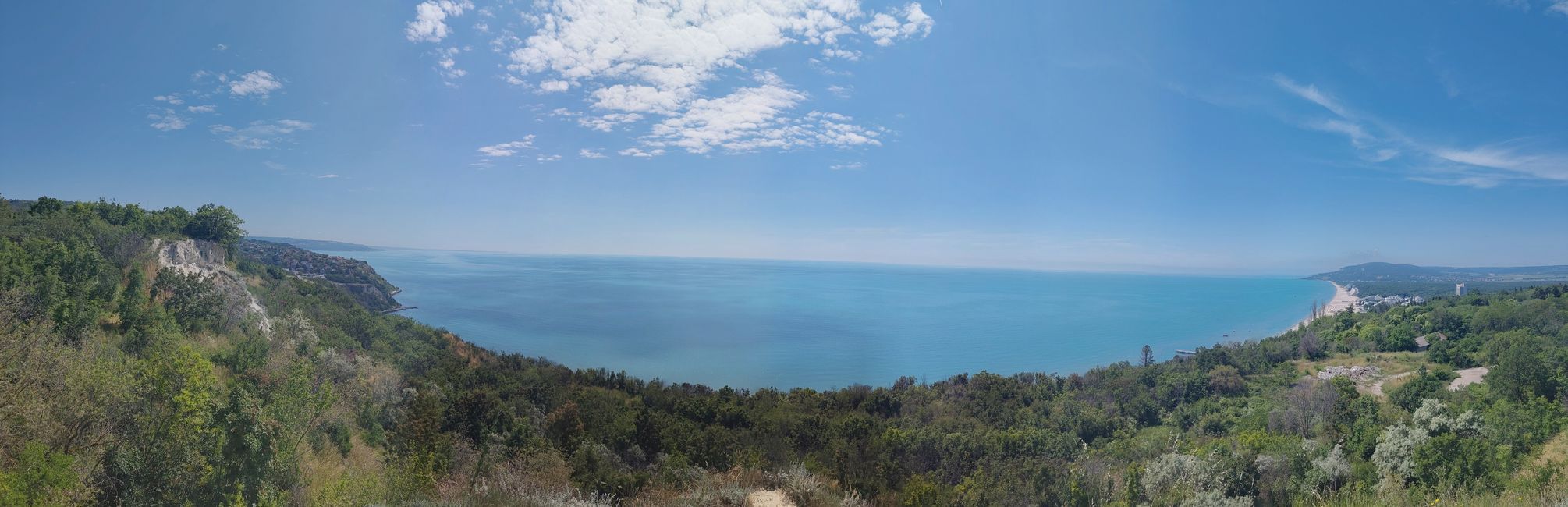 Panoramablick und der Strand auf der rechten Seite ist mein Ziel 