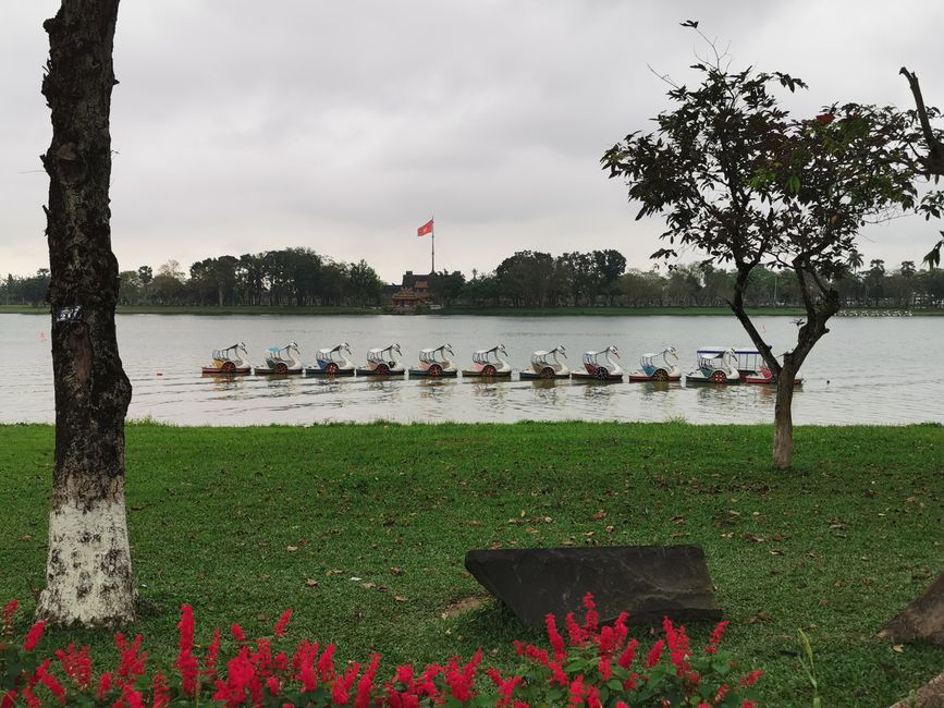 ... encore des fleurs parfumées devant la rivière des Parfums et le drapeau national...