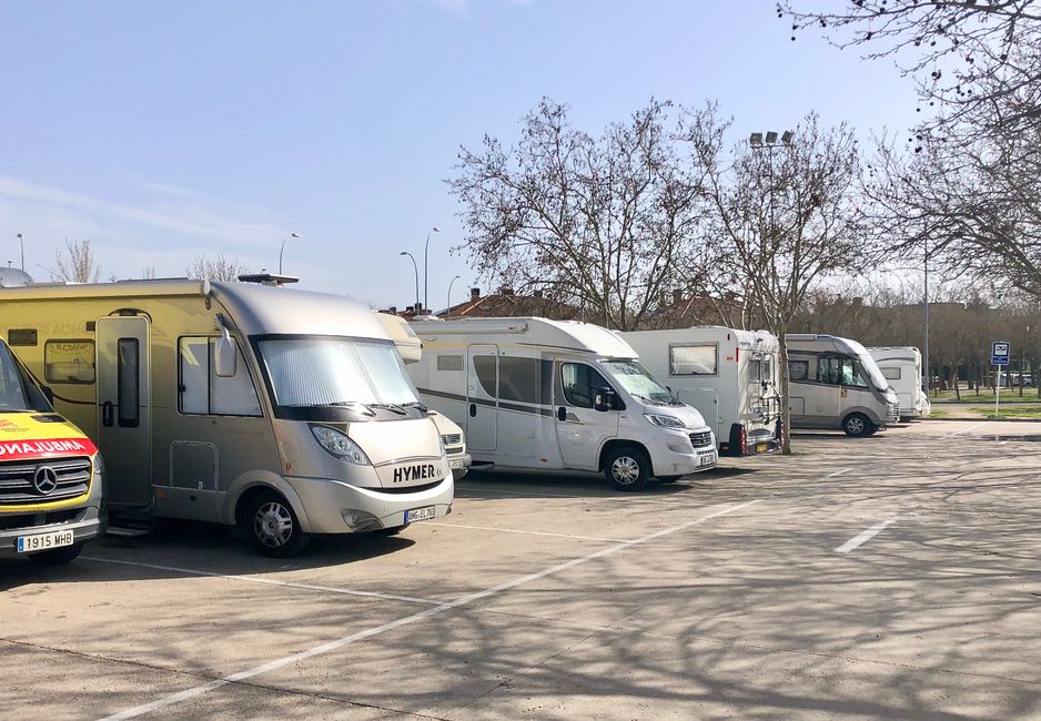 Our parking space in Huesca – we've had a nicer spot...