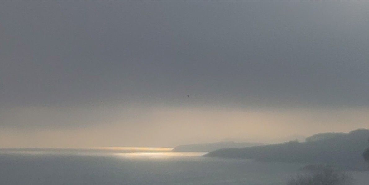 Küstennebel und sich langsam durchsetzende Morgensonne