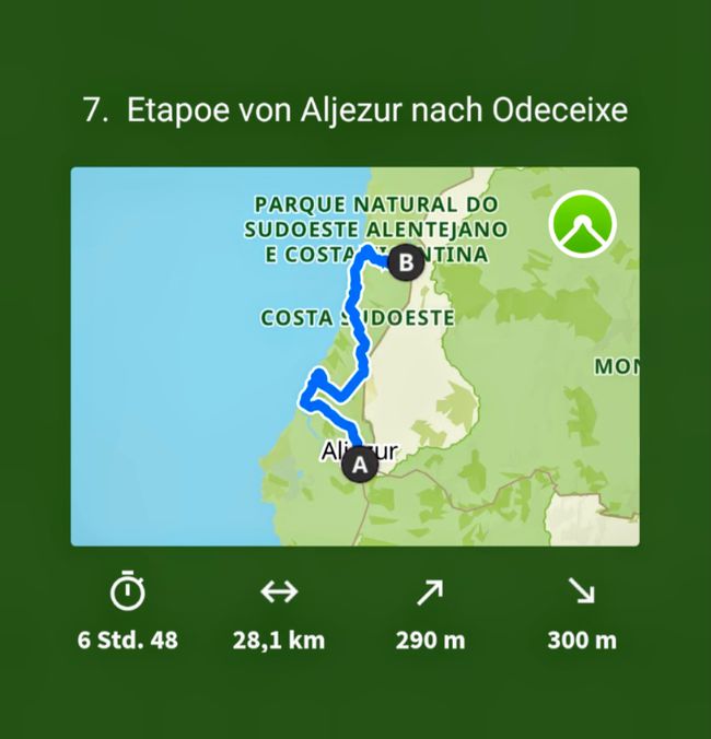 7. Etappe von Aljezur nach Odeceixe