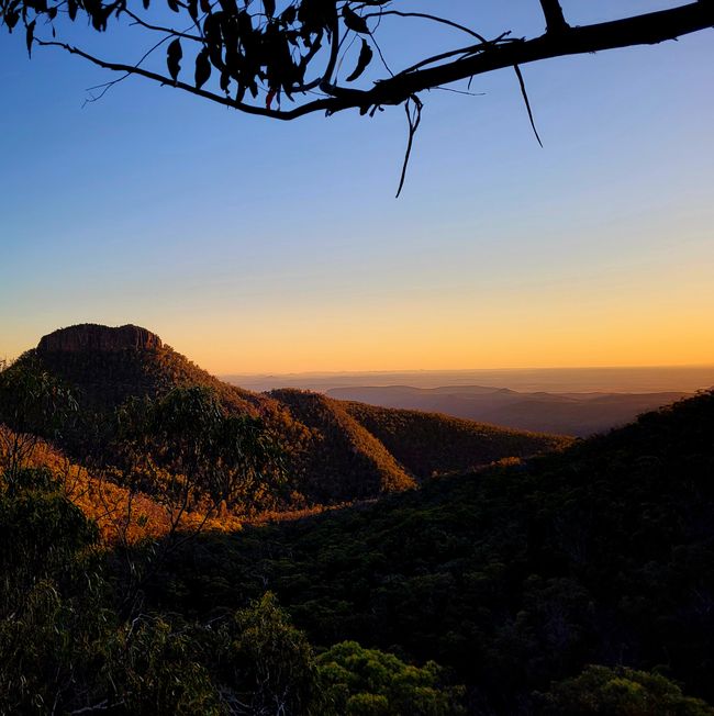 Sonnenuntergang beim Euglah Rock