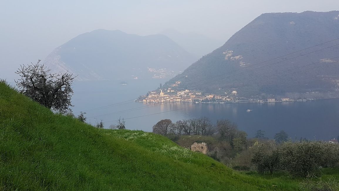 Lago Iseo, view of the largest inland lake island in southern Europe (Monte Iseo)