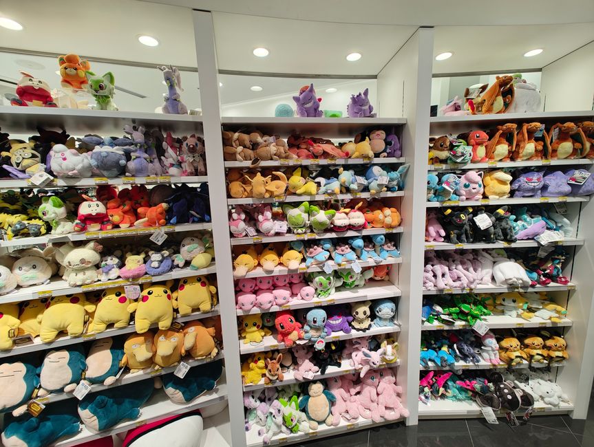 Hier gibt es Unmengen an Plüschtieren aller möglichen Pokémon
