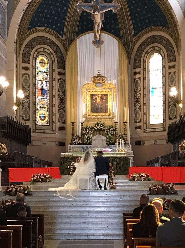 Cathedral with bride and groom 