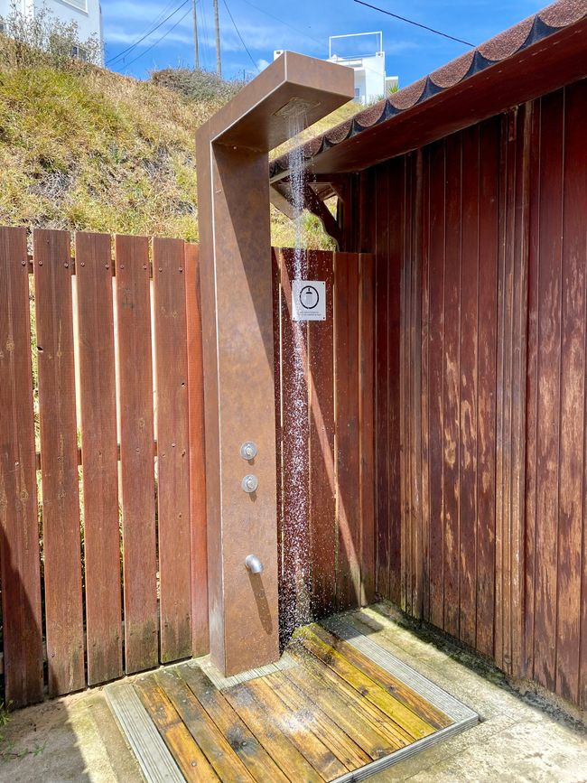 Very important for us: beach showers. Here is a nice example, extensively tested by us