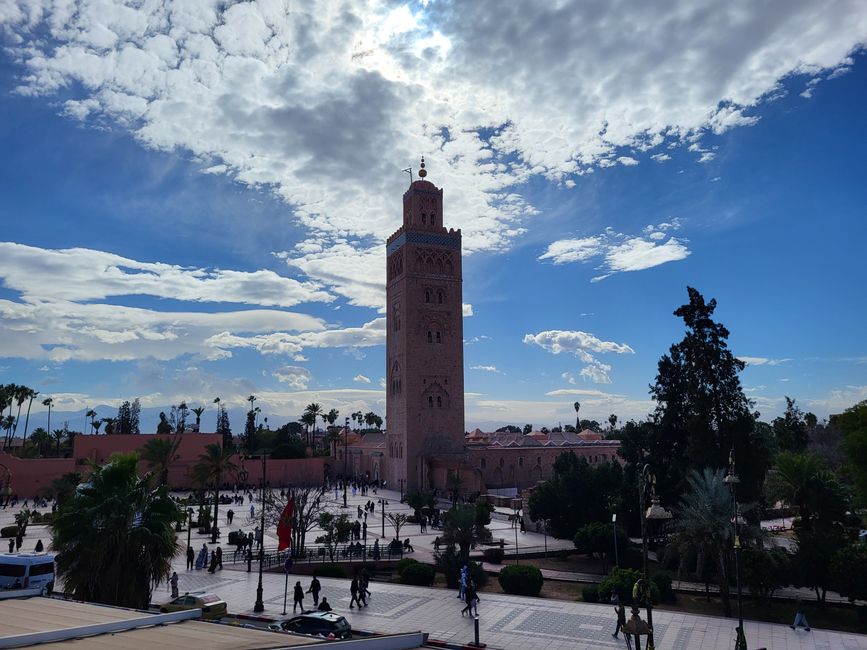 Blick auf das Minarett der Koutoubia-Moschee